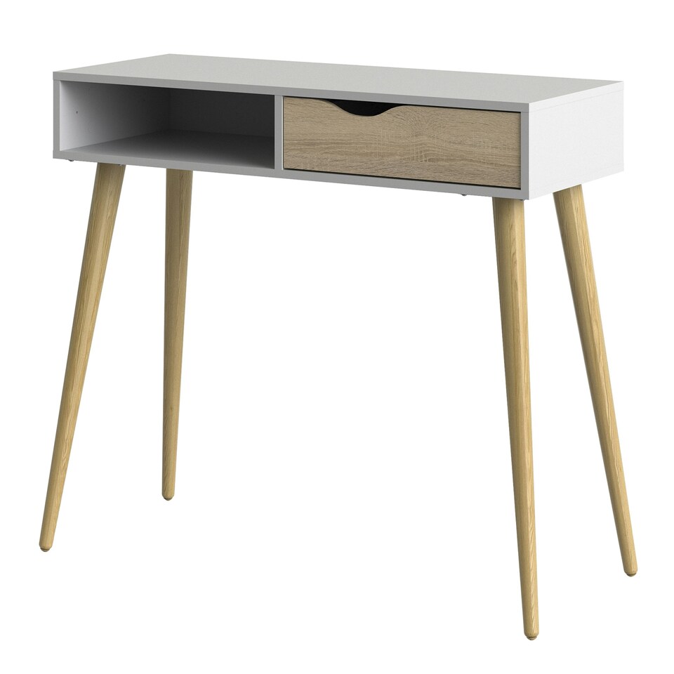 image 1 of Oslo Console Table 1 Drawer 1 Shelf in White and Oak