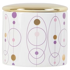 Interiors By Premier Dolomite Cotton Ball Canister,White Glazed Holder,Bathroom Cotton Ball Container With Golden Airtight Lid