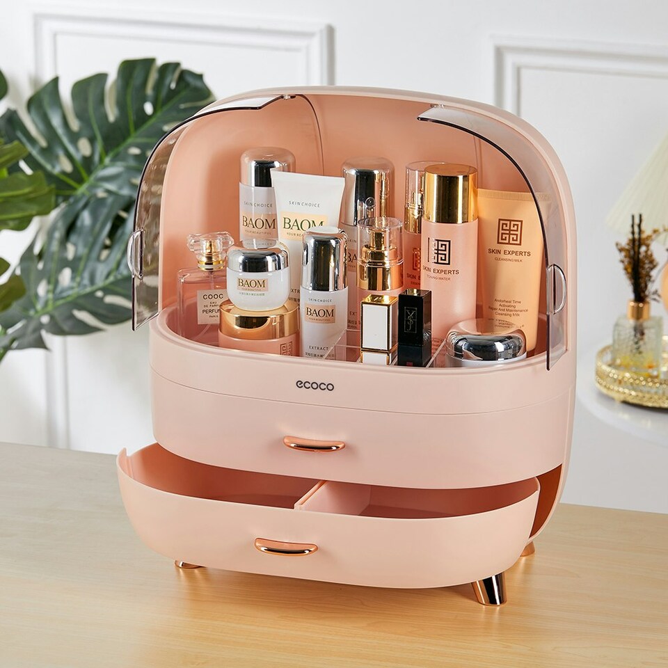 image 1 of Living and Home Dustproof and Waterproof Makeup Organizer - Rose Pink - S size