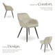 image 3 of Chair Marilyn - velvet look, quilted, continuous backrest, slim steel legs - per piece Cream | Cream/Black