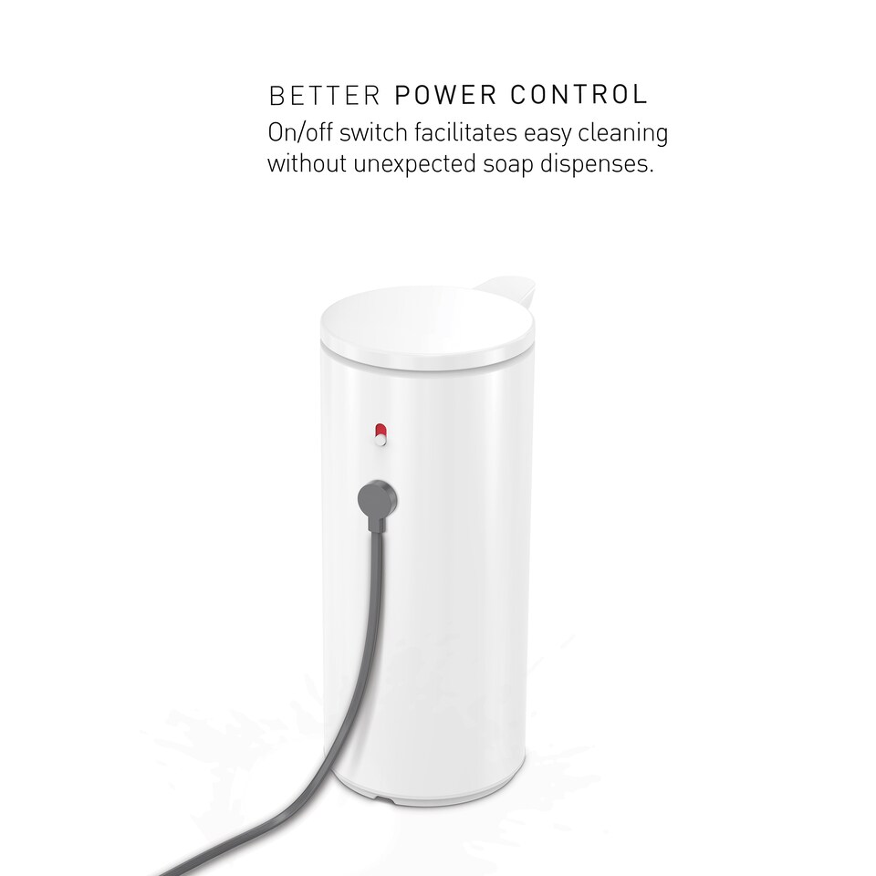 image 1 of Simplehuman 266ml Rechargeable Sensor Soap Pump, Automatic Hand Motion Soap Dispenser, White Steel