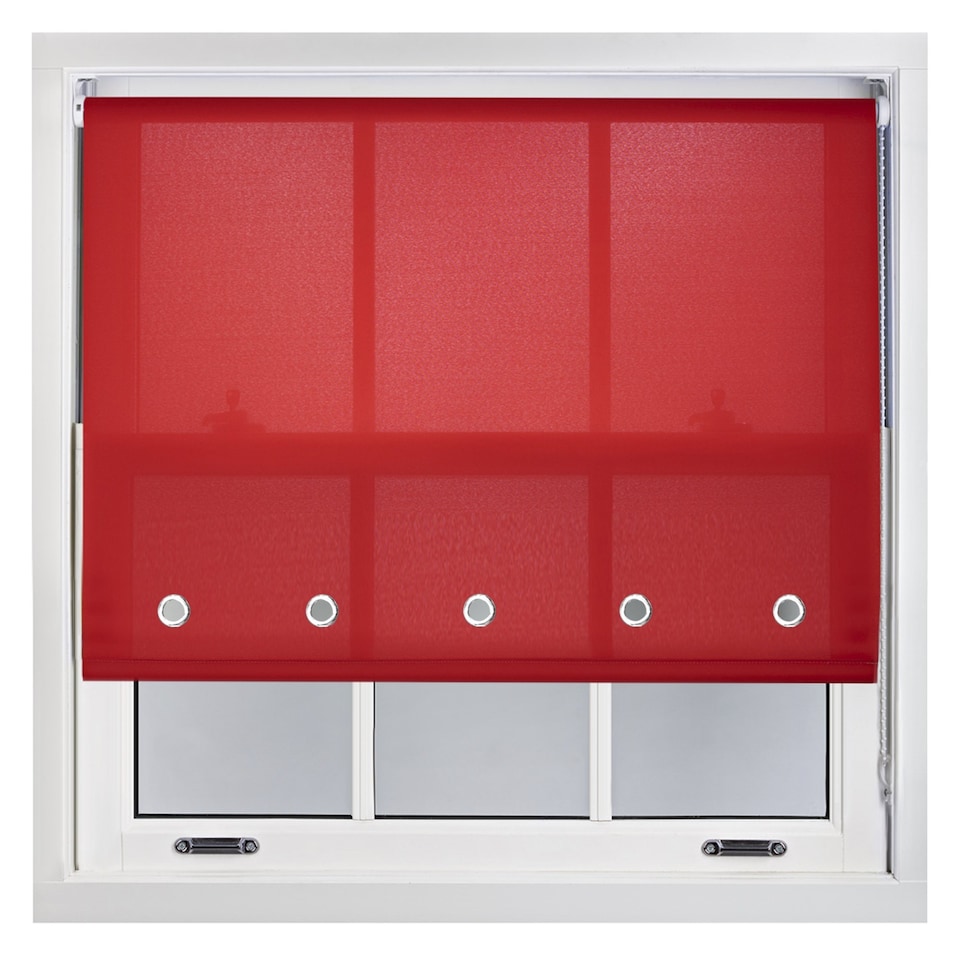 image 1 of FURNISHED Roller Blinds Daylight Round Eyelet Light Filtering Easy Fit Trimmable Window Blind | Red | Red | (W) 160cm x (L) 165cm