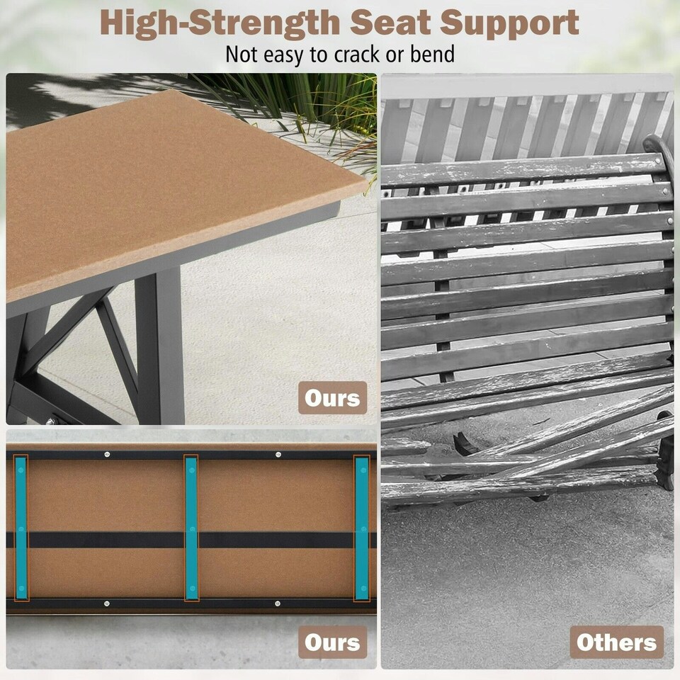 image 1 of COSTWAY Patio 183cm Extra Long Bench Outdoor Backless Bench Brown