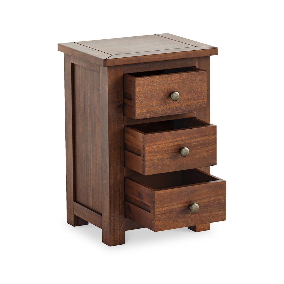 image 1 of Duchy Acacia 3 Drawer Brown Bedside Table - Fully Assembled By Roseland Furniture
