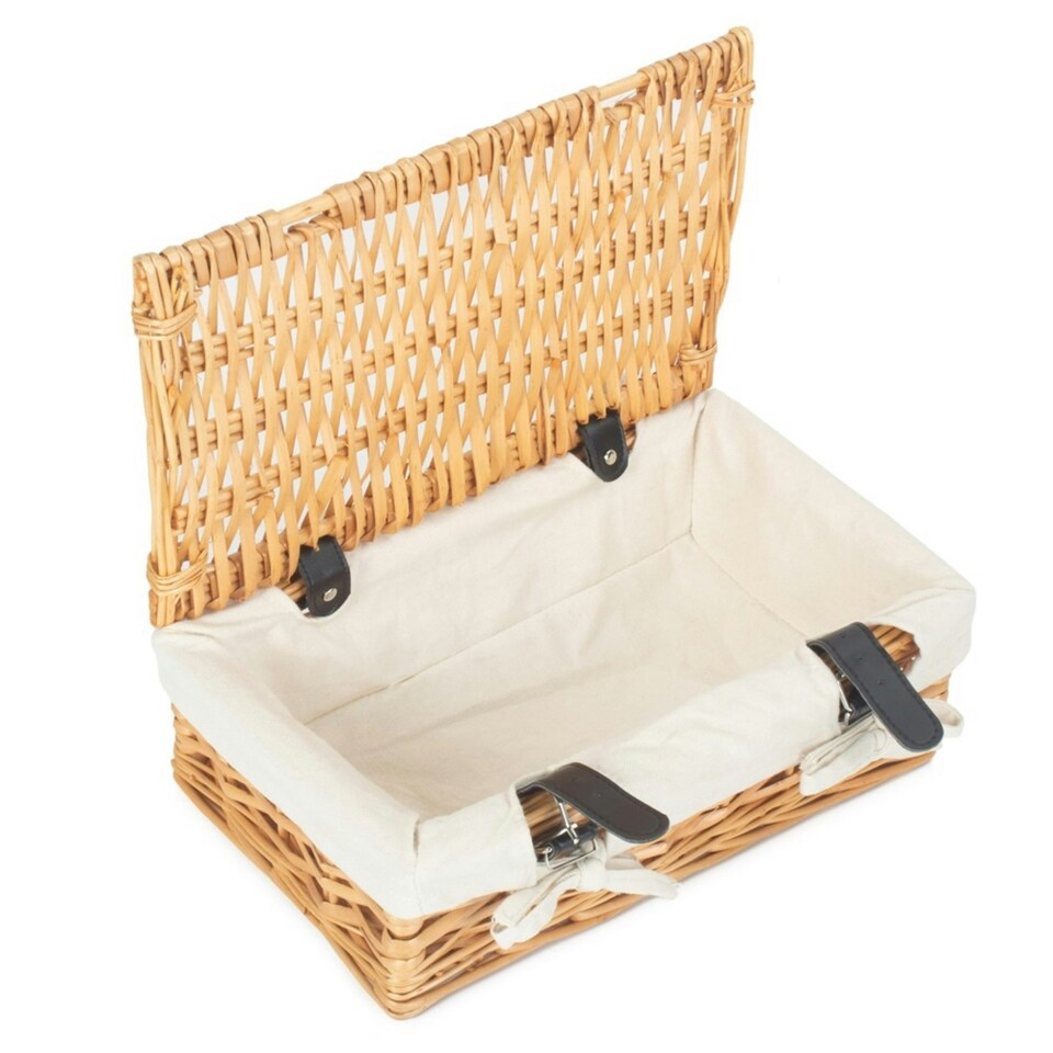 image 1 of 34cm Packaging Wicker Picnic Basket with Lining Blue | Blue | One Size