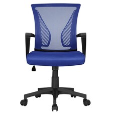 Yaheetech Ergonomic Mesh Office Chair Mid-Back 360° Rolling Casters | Blue