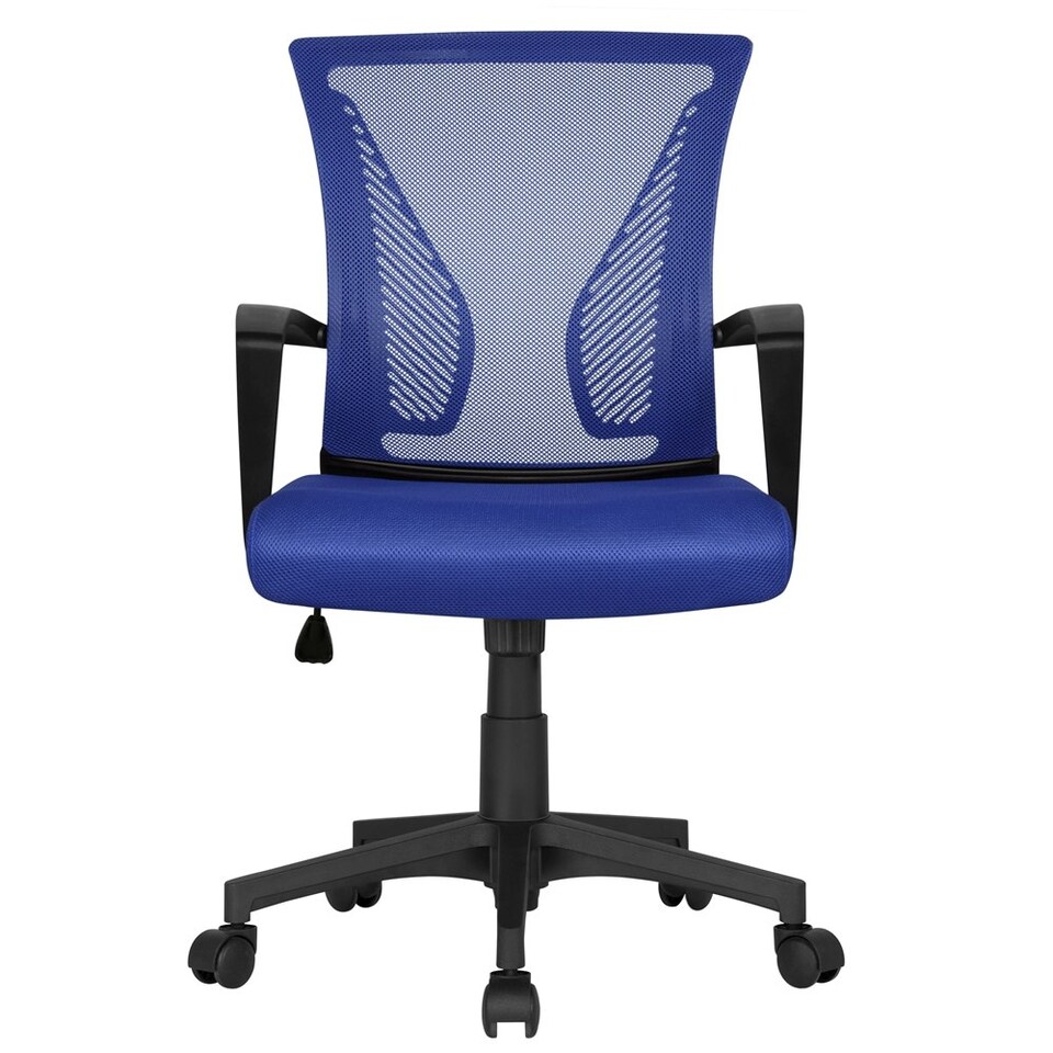 image 1 of Yaheetech Ergonomic Mesh Office Chair Mid-Back 360° Rolling Casters | Blue