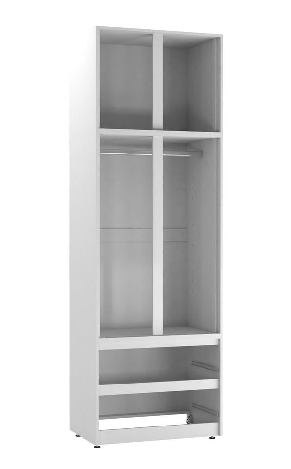 image 1 of 240cm 2 Sliding Doors Wardrobe Bedroom Storage Closet Hanging Rail Cupboard Unit | Multi | White Carcass & White Doors | 1