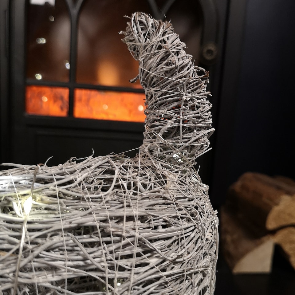 image 1 of 51cm Battery Operated Rattan Woven Blitzen Reindeer with Warm White LEDs