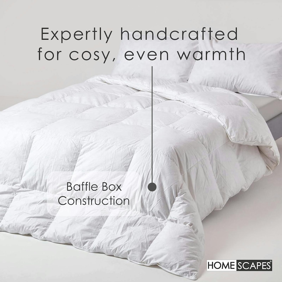 image 1 of Homescapes Duck Feather and Down All Season Duvet, Single | White | Single