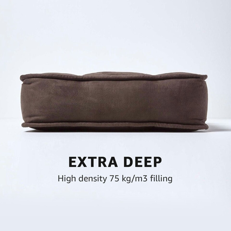 image 1 of Homescapes Chocolate Brown Faux Suede Dining Chair Booster Cushion Brown