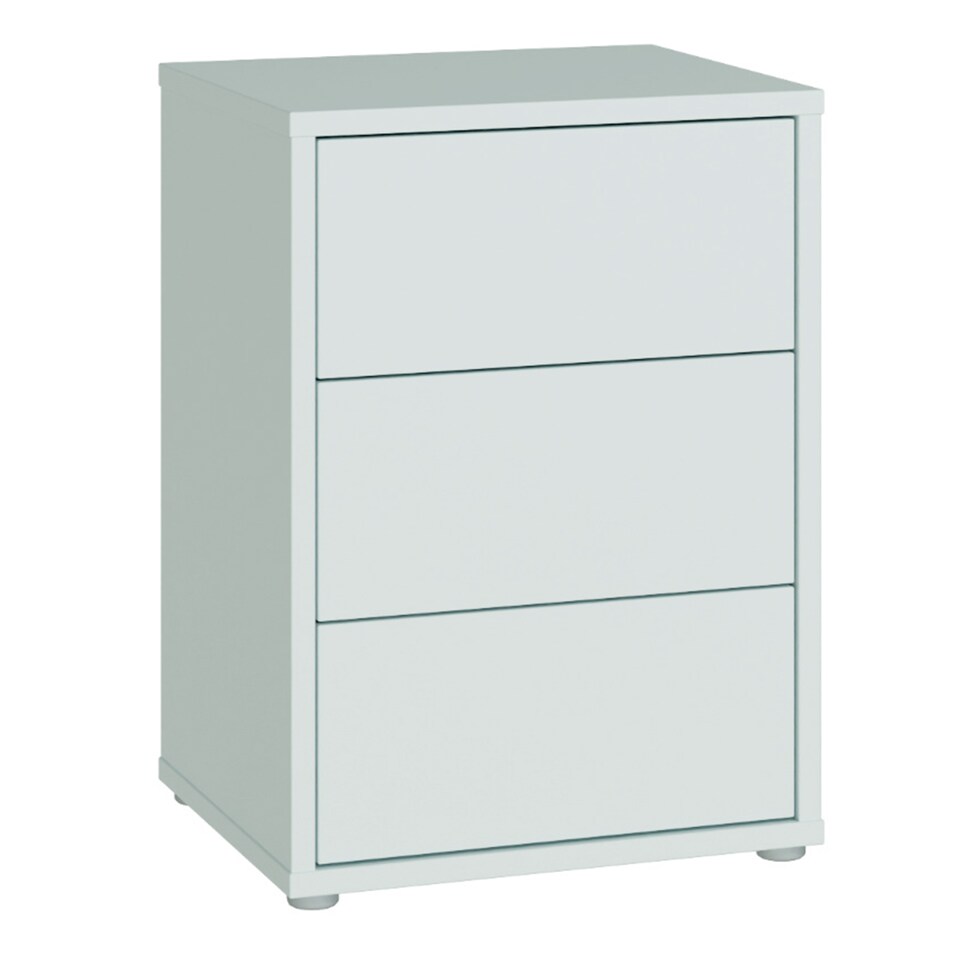 image 1 of Alice Springs Bedside Cabinet with 3 Drawers Push-to-Open in Light Grey