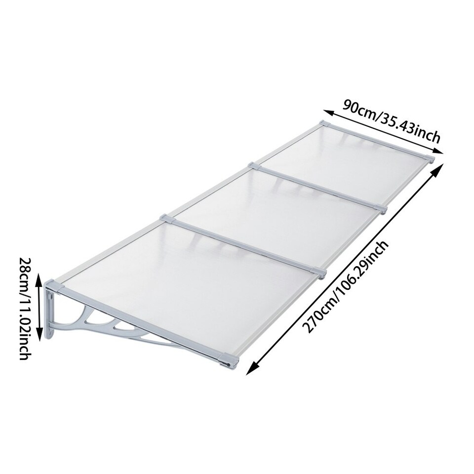 image 1 of Living and Home Door Window Awning Canopy Rain Cover - L270*W90*H28cm Grey