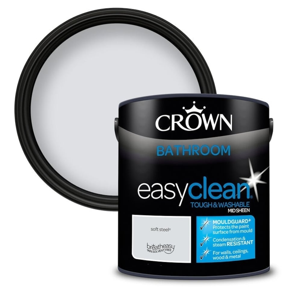 image 1 of Crown Easyclean Bathroom Mid Sheen 2.5L Soft Steel