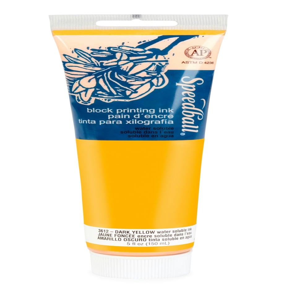 Speedball Water-Soluble Block Ink, Dark Yellow, 5oz