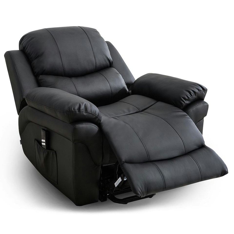 image 1 of Madison Dual Motor Electric Rise Recliner Bonded Leather Lift Chair (Black)