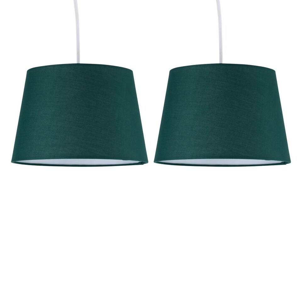 image 1 of Set of 2 Dark Green 23cm Tapered Cylinder Pendant or Lamp Shades Green
