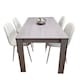 image 1 of Grey Dining Table Set With 4 White Stitched Chairs Kitchen Dining Table for 4 Dining Room Dining Set