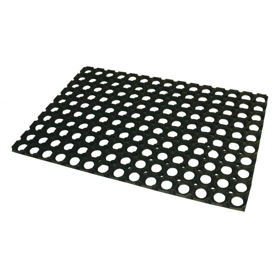 JVL Rondo Rubber Ring Door Mat - Black - 40 x 60cm