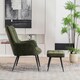 image 5 of Vera Velvet Occasional Living Room Modern Accent Chair with Footstool (Green)