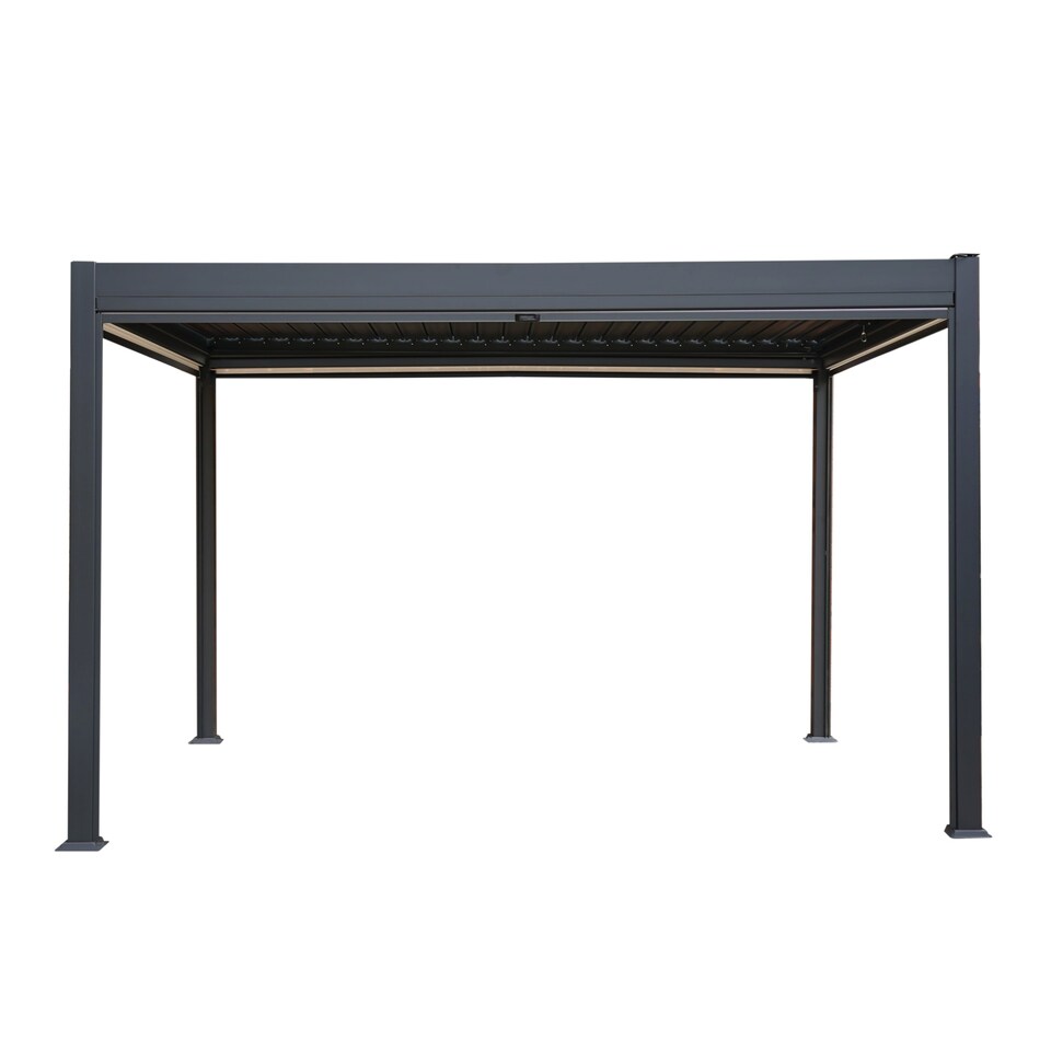 image 1 of Anthracite Aluminium Pergola With White Blinds - 3m x 4m