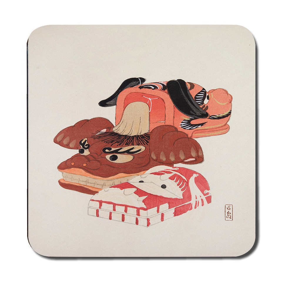 image 1 of Set Of 12 Placemats And Coasters With Designer Artwork And Wood Bottom 11x8