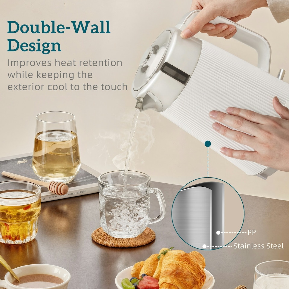 image 1 of HOMCOM 1.7L 3000W Rapid Boil Kettle and 4 Slice Toaster Set Crumb Tray White