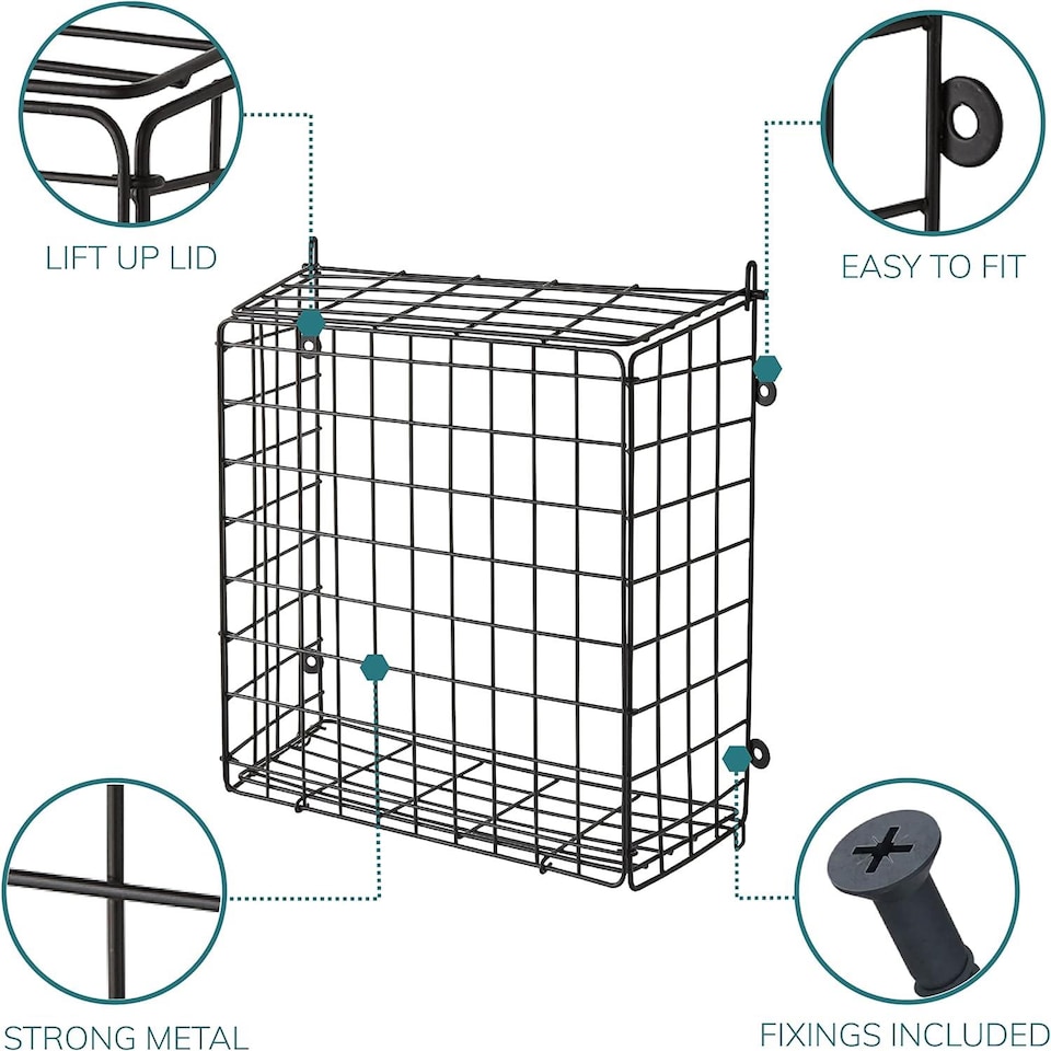 image 1 of House of Home Letter Box Cage Front Door Mounted Mail Box Letter Guard Post Catcher Black | Black