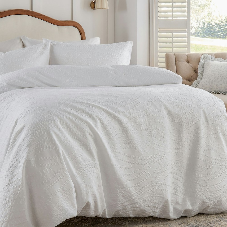 image 1 of Wylder Georgia Heat Pressed Single Duvet Cover Set White | Single