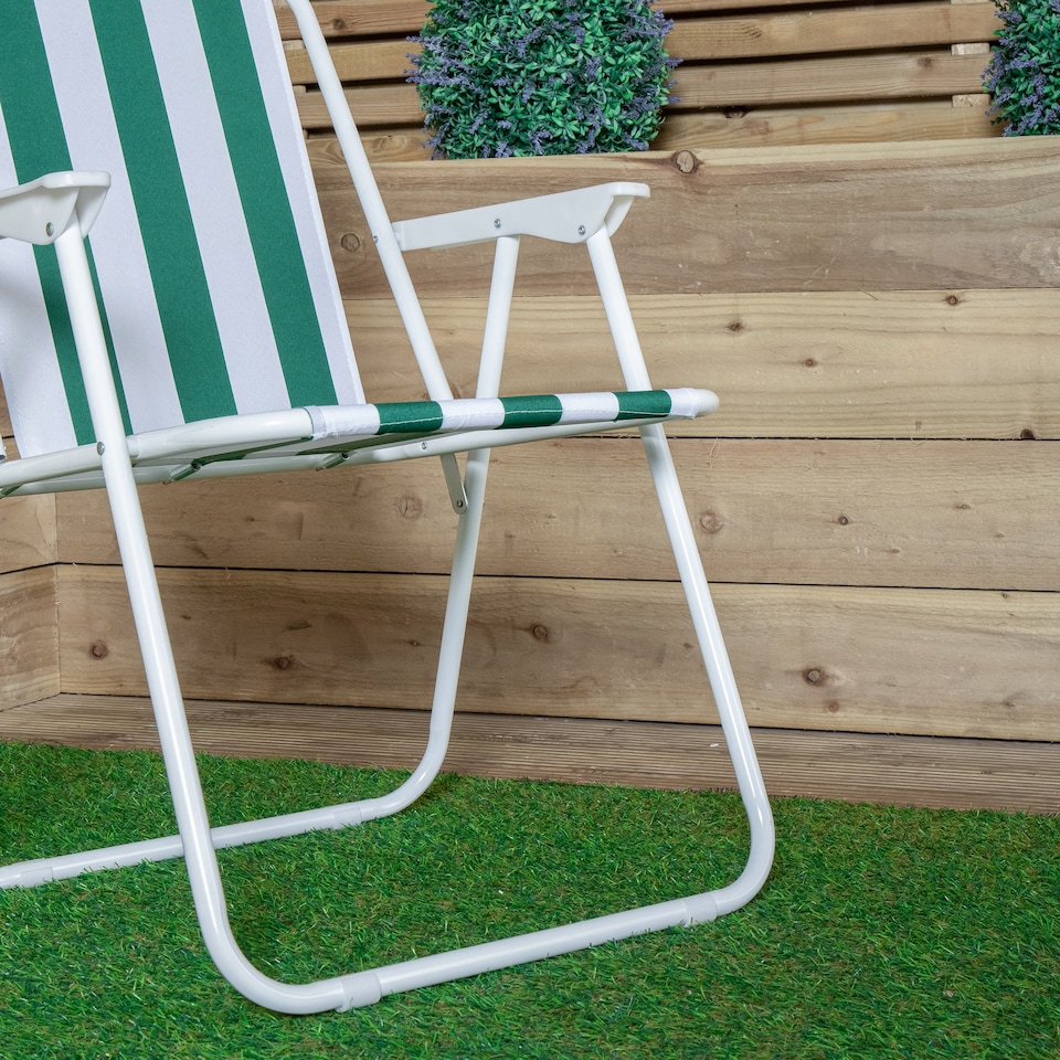 image 1 of 3 Pack of Folding Camping / Picnic Chair in Green and White Garden Patio | Green | Green