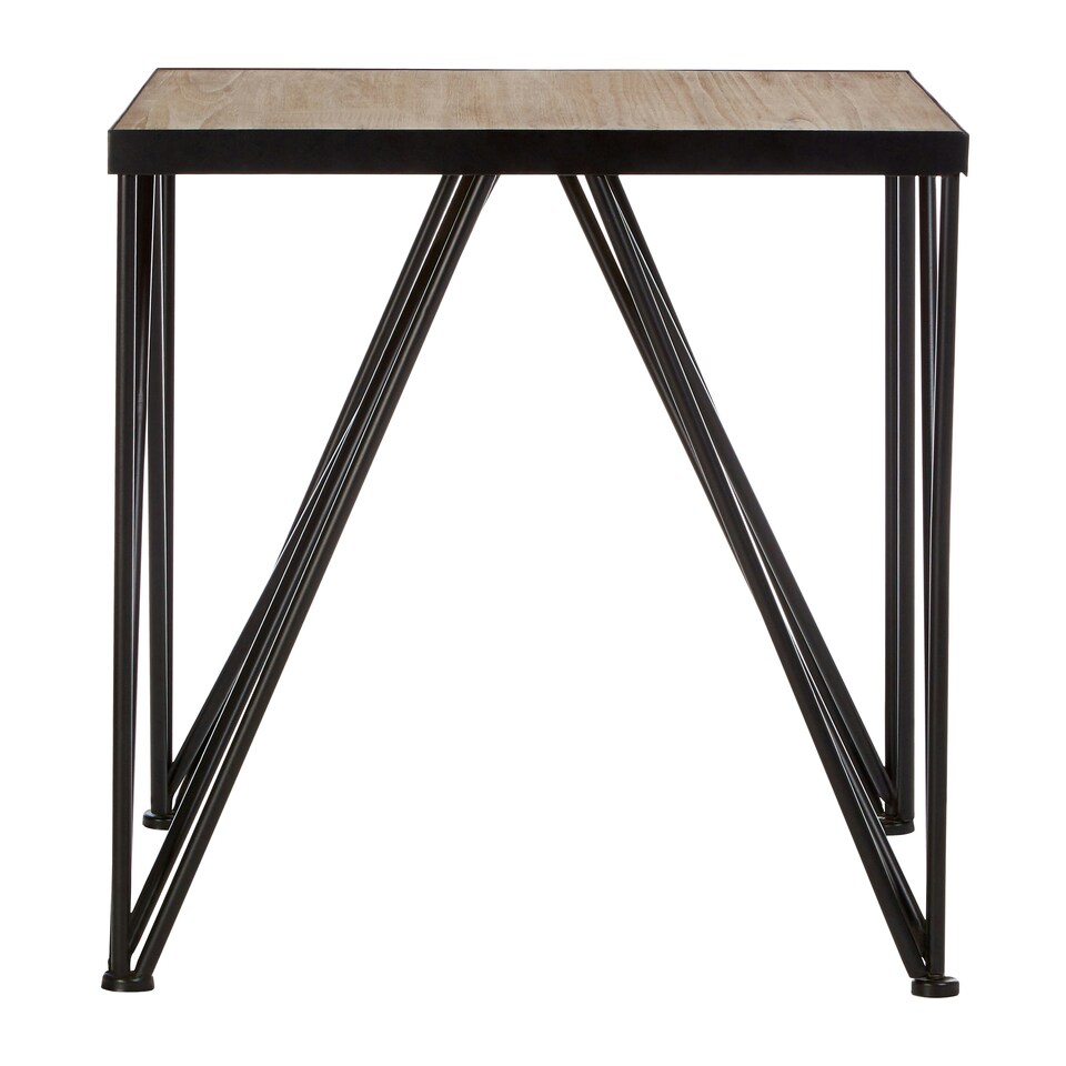 image 1 of Interiors by Premier Square Side Table, Wood Metal Side Table, Industrial Side Table, Wood Top Side Table, Black Iron Side Table
