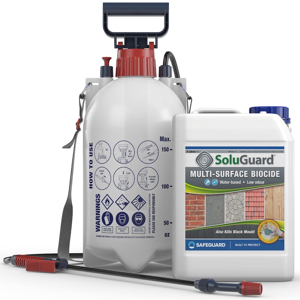 image 1 of Soluguard Multi Surface Biocide (1 x 5L & Sprayer ) Kit -High Strength, Ready For Use Against Fungi, Mould, and Algae Cleaner