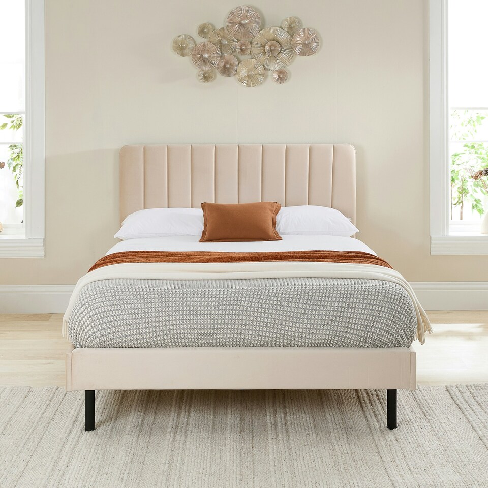 image 1 of Rosella Upholstered Bed in Cream, Single