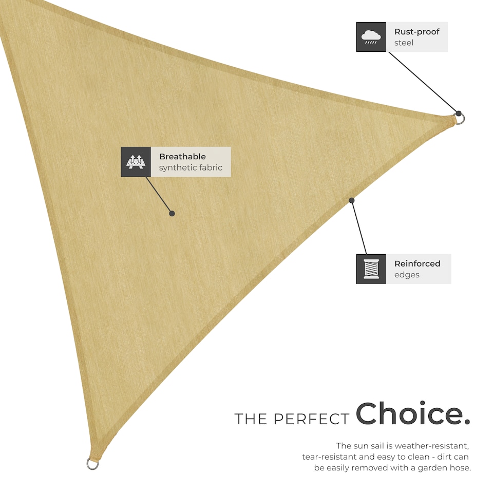 image 1 of Shade Sail - triangular with UV protection 50, water-repellent | Cream | beige | 4 x 4 x 4 m | 1