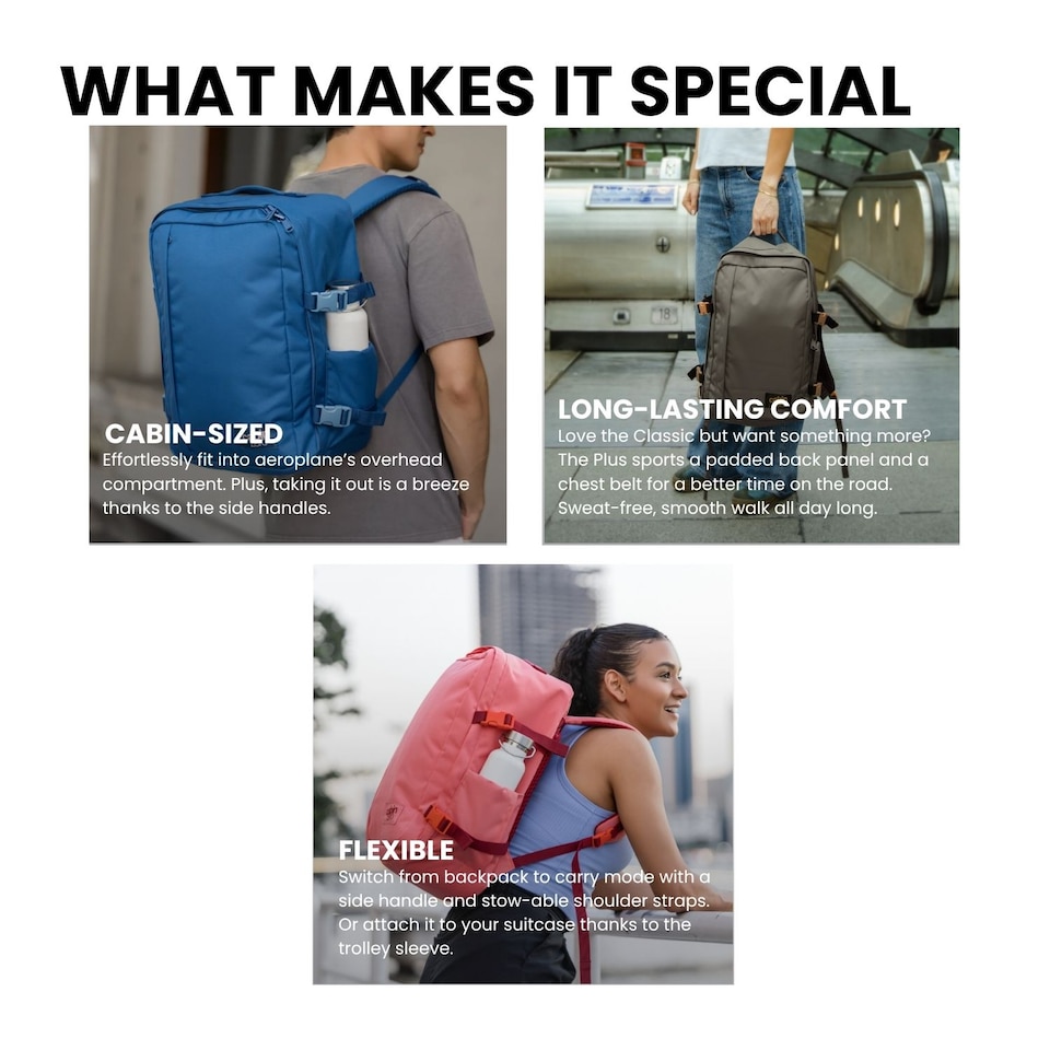 image 1 of Cabinzero Classic Plus Backpack 32L, Padded Carry On Travel Rucksack with Chest Strap