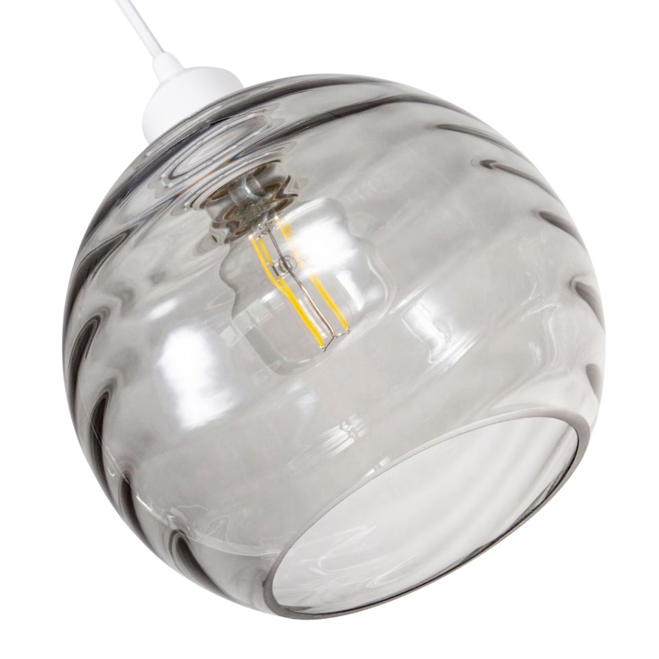 image 1 of Modern Designer Smoked Circular Ribbed Glass Non Electric Pendant Lamp Shade | Grey