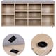 image 7 of 10-Compartment Shoe Storage Bench Cabinet with Cushion Seat, Oak Colour