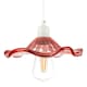 image 1 of Designer Ribbed Rose Pink Glass Pendant Shade with Wavy Ruffled Edge