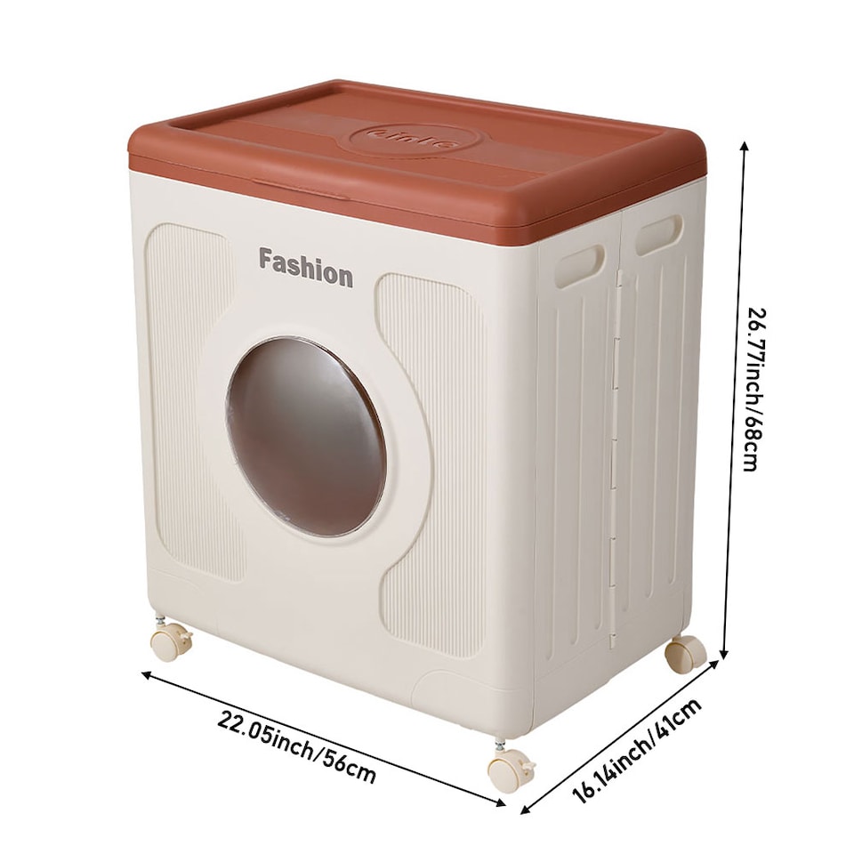 image 1 of Living and Home 160L Foldable Clothes Storage Box Container with Wheels, Brown | Brown