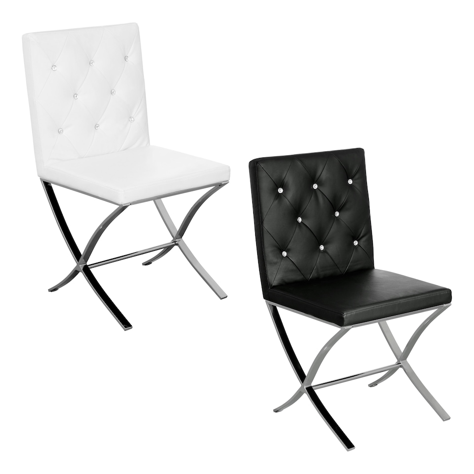 image 1 of Interiors by Premier Diamante Detail Black Accent Chair, Comfortable Chair with Stainless Steel Cross Legs, Mid Century Chair