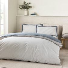 Catherine Lansfield Oxford Pinstripe Reversible Duvet Cover Set Navy Blue | Blue | Navy Blue | King