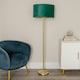 image 3 of ValueLights Charlie Gold Floor Lamp Green Velvet Gold Shade 