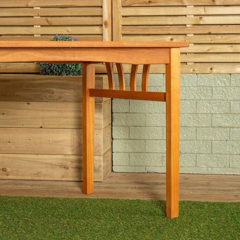 image 1 of Kapalua 4 Seater Rectangular Outdoor Wooden Slatted Top Dining Table Brown