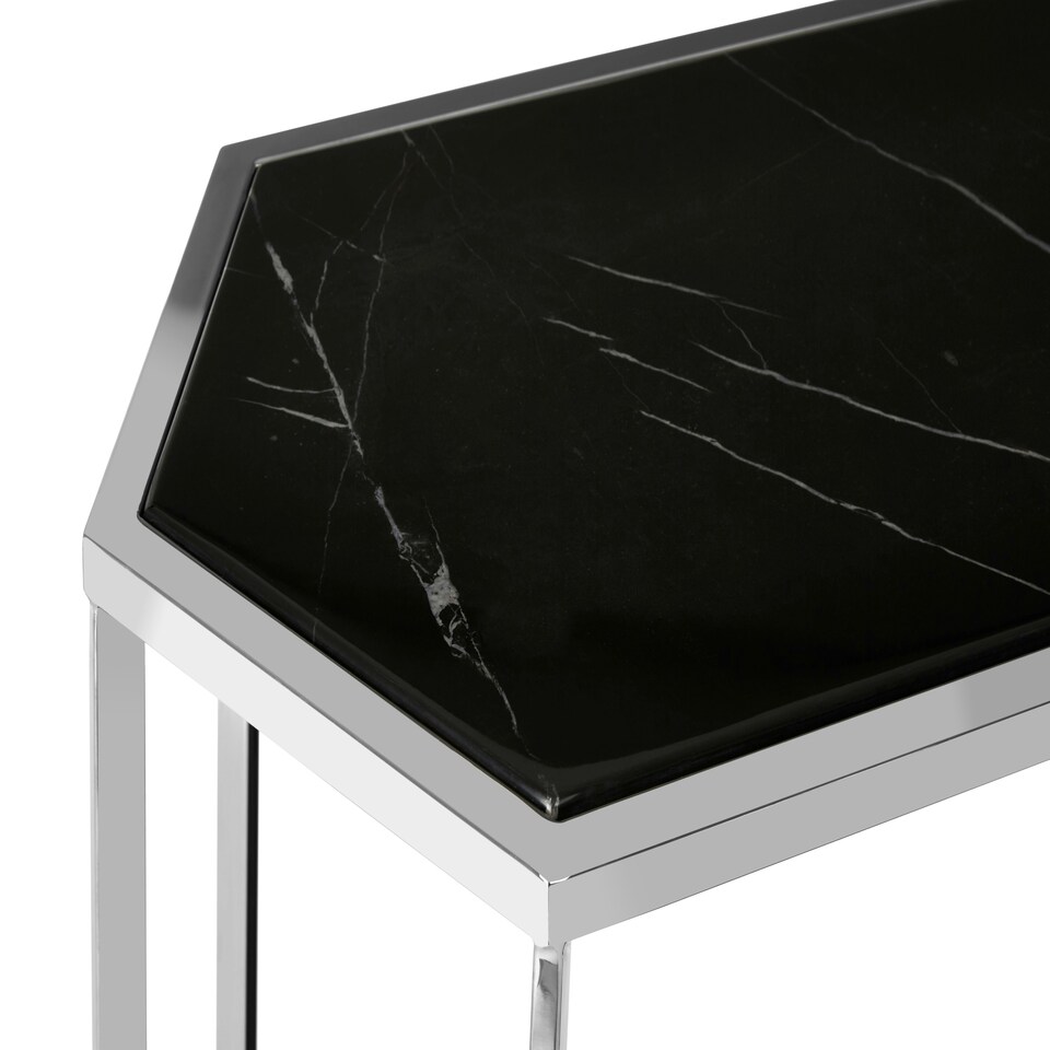 image 1 of Silver Frame Console Table With Black Marble Top,Satinless Steel Hallway Table,Center Table,Spacious Table Silver
