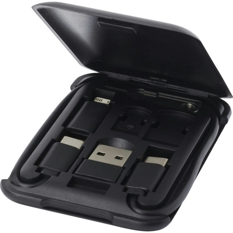 image 1 of Savvy Recycled Plastic Modular Charging Cable with Phone Holder - Solid Black - One Size