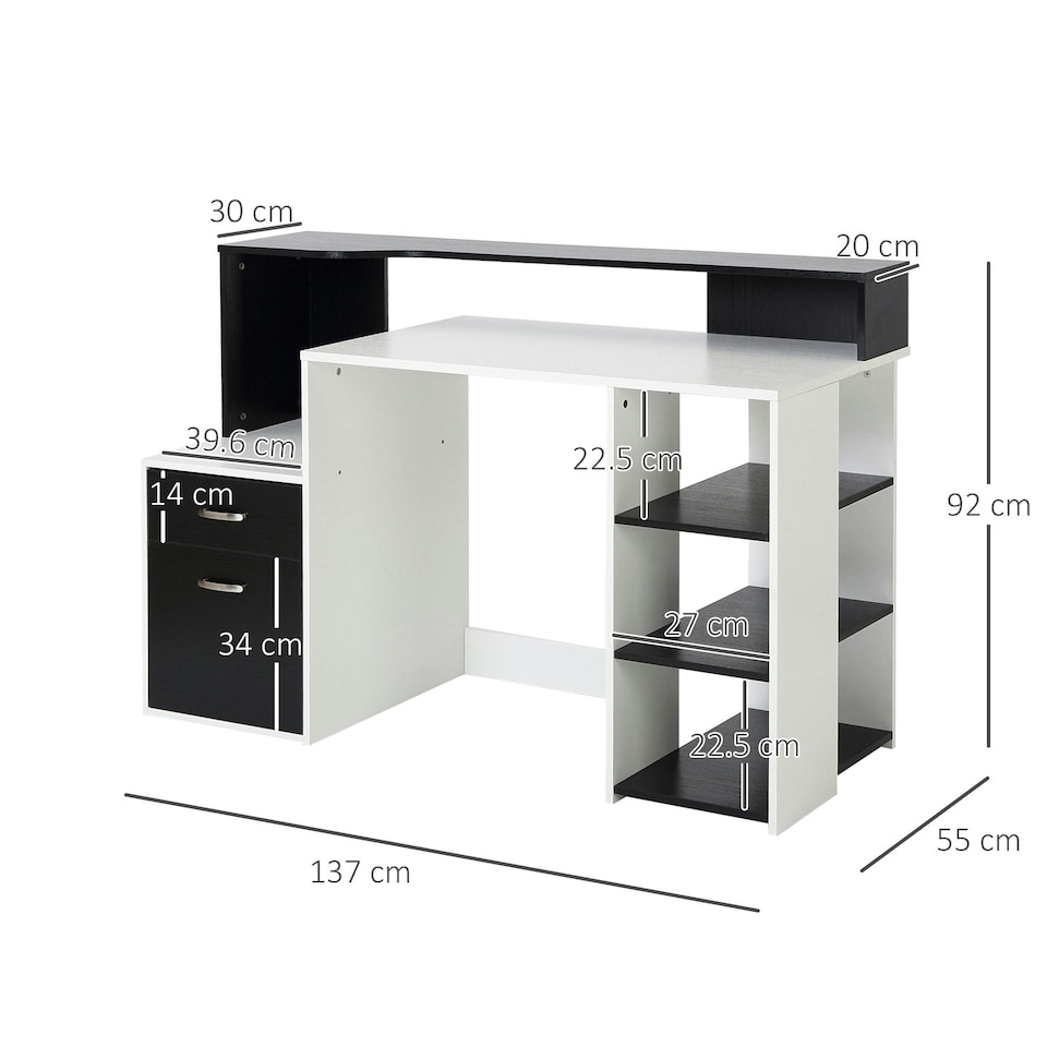 image 1 of HOMCOM Multi-Storage & Workstation Desk Table Storage Shelves Home Office