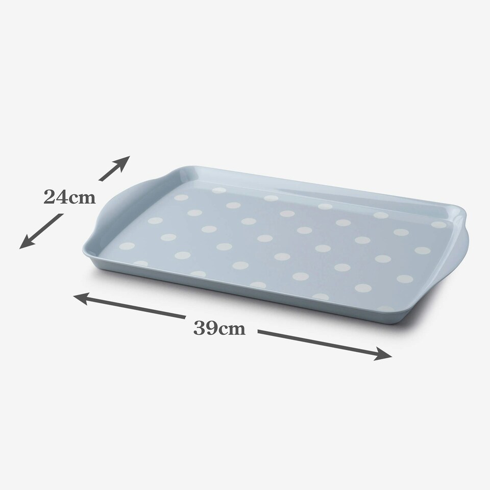 image 1 of Melamine Dotty Tray, Medium | Grey | French Grey