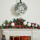 image 2 of Living and Home Christmas Wreath with Mixed Silver Decorations - 30cm