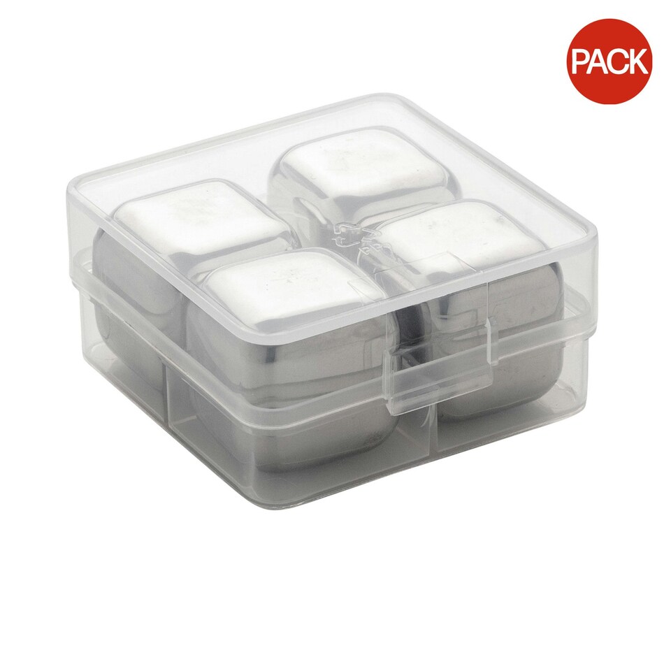 image 1 of XD Collection Stainless Steel Reusable Ice Cube Tray (Pack of 4) - Silver - One Size Silver