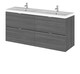 image 1 of Balterley Alrewas Contemporary 4 Drawer Wall Hung Vanity Unit with Basin, Anthracite Woodgrain, 1200mm